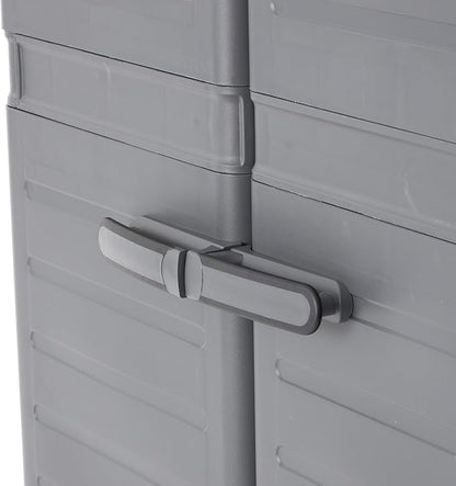 Gracious Living 3-Shelf Base Cabinet, MaxIt Lockable Utility Storage with Adjustable Shelves for Garage, Basement, Workshop, Grey - Large
