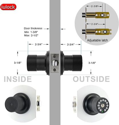 Keypad & Key Smart Door Lock, 50 User Codes, Waterproof, Auto Lock - Matte Black