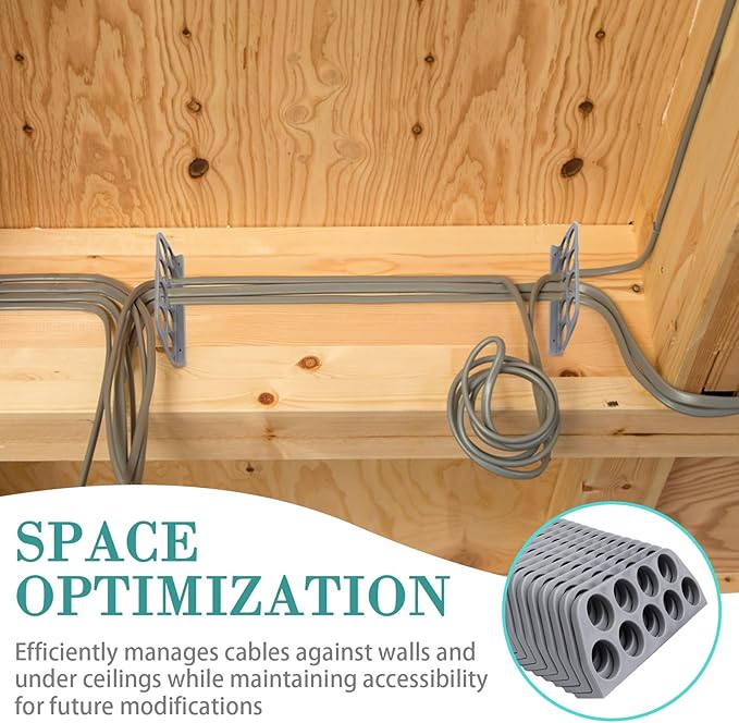 20 Pack Cable Chase-Wire Bracket, Cable Support Wire Bracket Holder for NMB Electrical Cord Organized Management, 9-Hole 1-Inch Diameter