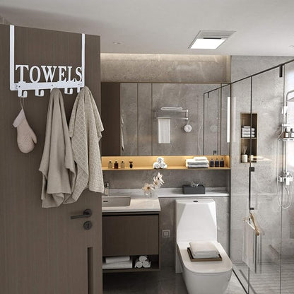 Over The Door Hooks, Towel Hooks for Bathroom, Towel Rack Towel Holder for Bathroom Bedroom Kitchen Pool Beach Towels Bathrobe Wall Mount Hang on The Door Cabinet Cupboard (Silver Grey)