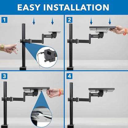 Mount-It! Printer Pole Mount for Thermal Label Printers, Full Motion Arm with Rotating Tray, Holds up to 11 lbs, Swivel, Rotate and Tilt, Clamp Connection Arm Mount for Label Makers