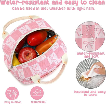 Bluboon Lunch Bag for Women Men Cute Corduroy Lunch Tote Bags Reusable Insulated Lunch Box Large Capacity Reusable Insulated Cooler for Work Picnic or Travel
