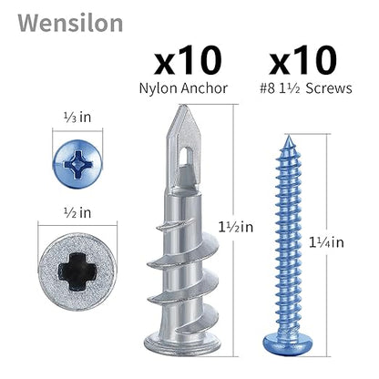 Self-Drilling Drywall Anchors Assortment Kit – 182 Pcs for Concrete, Drywall,sheetrock Anchors， and Sheetrock – Heavy Duty Wall Anchors for Easy Installation, No Drill Bit Required