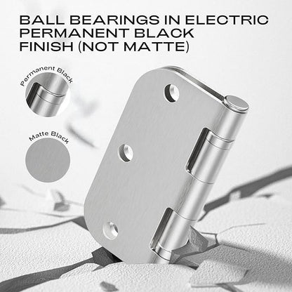 3 Pack Brushed Nickel Door Hinges 3.5 Inch 5/8" Radius Round Anti-Squeak Ball Bearing Quiet Interior Hinge Flat Iron Hardware for Closet Doors and Home Improvement