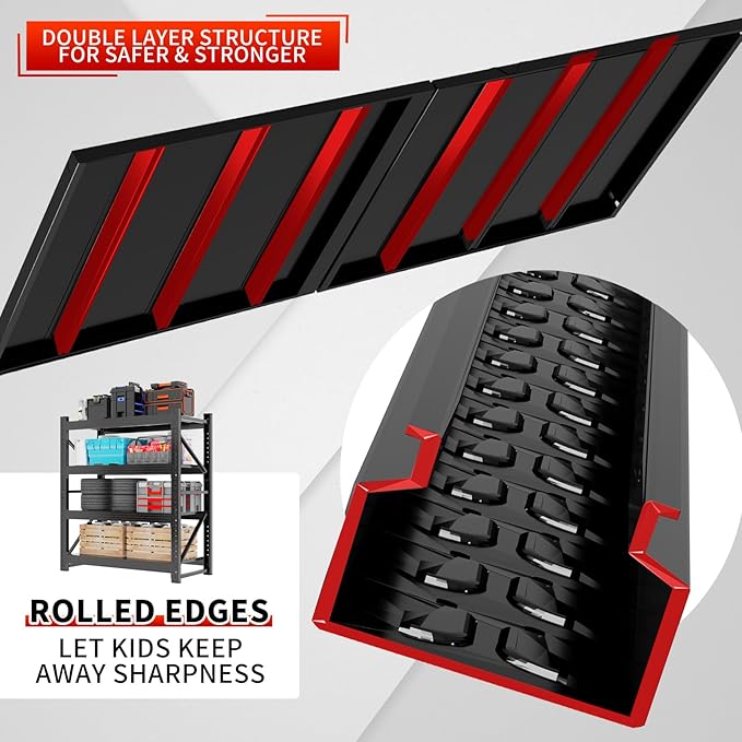 3000LBS Garage Storage Shelves, 48" W Garage Shelving Heavy Duty Adjustable Shelving Unit, 4 Tier Metal Utitly Shelves Industrial Shelving for Warehouses,Basement,Black
