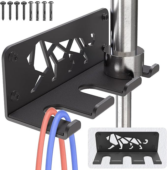 Kipika Versatile Wall Mounted Barbell Holder with Hooks Storage Rack for Barbell Bars Holds Under 33mm Bar Size and Fitness Accessories Space-Efficient Gym Organization for Home & Commercial Use