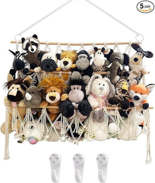Stuffed Animal Net or Hammock Handmade Hammock Net for Stuffed Animals Corner Wall Hanging for Storage Organizer Holder for Small Stuffed Animal Net