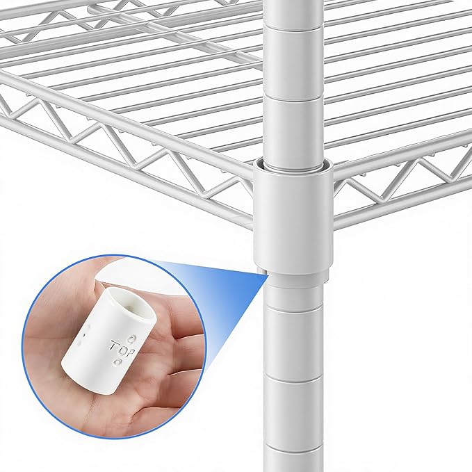 20 Pairs of 7/8-Inch（22.2mm） Wire Shelf Clips for Metal Shelving & Garment Racks – Plastic Locking Clips, Adjustable Layer Spacers (White)