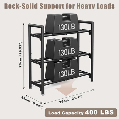 Dumbbell Rack Stand Only, 400LBS Capacity Weight Rack for Home Gym Storage, Adjustable Weight Storage Racks, Heavy-Duty Kettlebell Rack ﻿