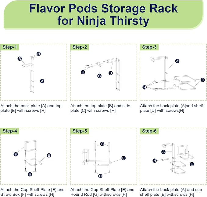4-in-1 Flavor Pods Holder for Ninja Thirsti WC1001 | 3-Tier Wood Drink Station Accessory Organizer Holds 20 Flavor Pods with Cup, Lid & Straw Dispenser | Syrup Caddy for Ninja Soda Maker (Shelf Only)