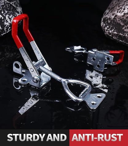 Heavy Duty Toggle Latch Clamp 4003, Large Adjustable Toggle Clamp Latch With Lock Hole, 1320Lbs Holding Capacity Pull Latch for Smoker Lid Jig, Tool Box Case - 2Pack (with 10PCS Screws)