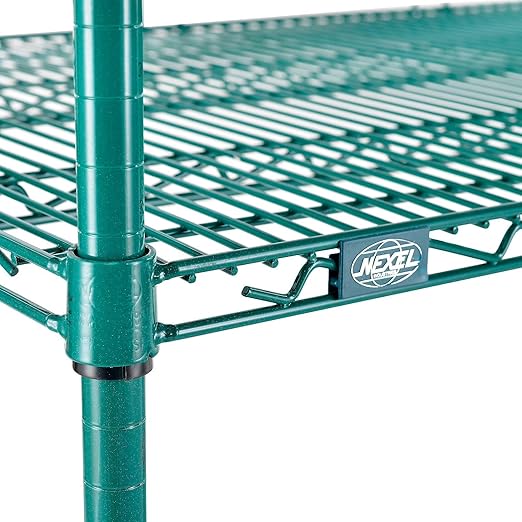 Nexel Additional Wire Shelf for Wire Shelving Units, 24" W x 48" L Poly-Green Epoxy, 800lb Capacity, NSF Approved, NEXGard Anti-Microbial Agent, Includes 1 Shelf and 4 Shelf Clips