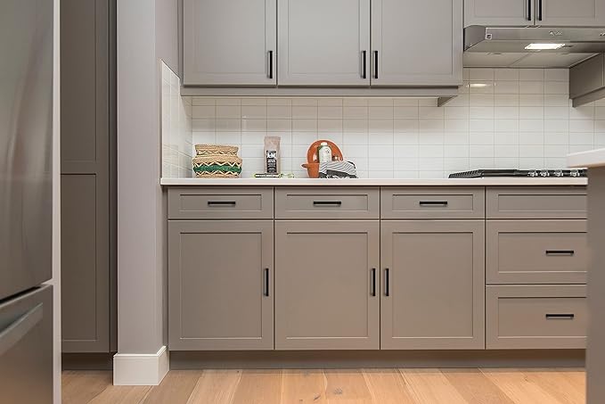 Ravinte Kitchen Cabinet Hardware 55 Pack Matte Black Square Bar Drawer Handles 3-inch Center to Center Solid Slim Black Pulls