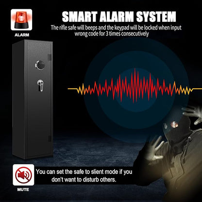 Langger 3-4 Large Rifle Gun Safe, Quick Access Biometric Fingerprint Gun Safe for Home, Fully Assembled, Gun Cabinet with Handgun a Removable Shelf