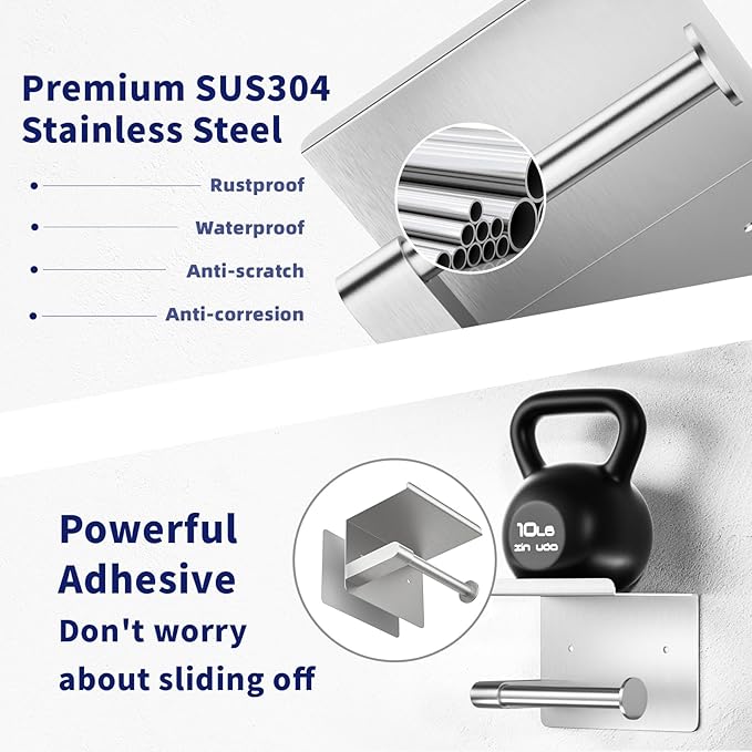 Brushed Nickel Toilet Paper Holder Wall Mount, Fits Mega Rolls Size Sliver Toilet Paper Holder with Shelf, Rustproof Stainless Steel Toilet Paper Roll Holder, Toilet Tissue Holder for Bathroom
