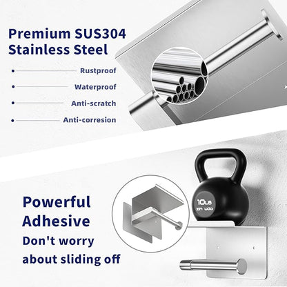 Brushed Nickel Toilet Paper Holder Wall Mount, Fits Mega Rolls Size Sliver Toilet Paper Holder with Shelf, Rustproof Stainless Steel Toilet Paper Roll Holder, Toilet Tissue Holder for Bathroom