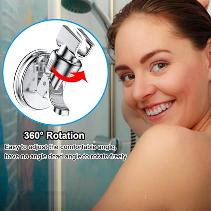 Adjustable Shower Head Holder, Suction Cup Handheld Shower Bracket, Removable Handheld, Wall Mounted (Silver)