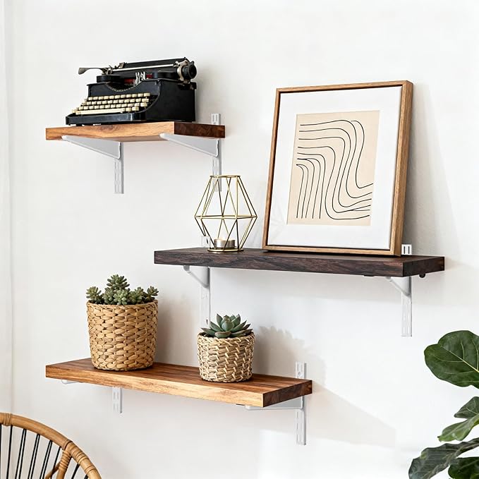 20 Pack Adjustable Wire Shelf Brackets — Heavy-Duty Double-Track Compatible Shelf Supports (White,9 Inch)