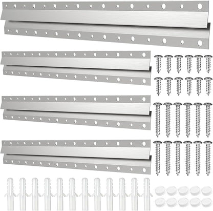 16"-4 Pairs French Cleat Hanger,Z-Hanger Picture Hanging Kit,Wall Mounting Brackets Cleat Picture Hanger Kit Z Bar Clips for Hanger Supports 60 lbs,Z Bar Hanger for Pictures,Mirrors,and Art