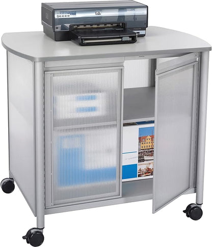 Safco Products Impromptu Mobile Print Stand & Organizer with Doors 1859GR – 200 lbs. Capacity – 4 Wheels, Laminate Top & Steel Frame – Contemporary Design