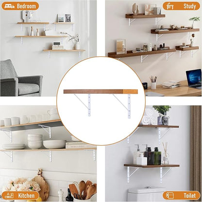 HOME MASTER HARDWARE 10 x 8 inch Metal Shelf Brackets, 90° Triangle L-Bracket, Wall Mount Supports for Floating Shelves w/ Screws, White 10-Pack
