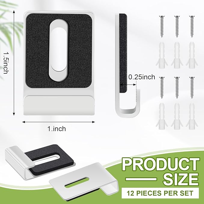 12 Pcs Metal Mirror Holder Clips for Wall Mounting Heavy Duty Frameless Mirror Hangers Hooks Hardware Mounting Clip for Wall Tile Billboard Display(White,1/4 Inch)
