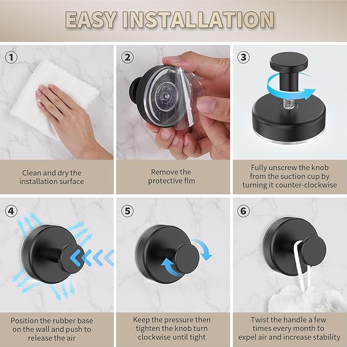 2026 Upgraded Drill-Free Suction Cup Hooks, Stainless Steel Suction Cup Hooks for Shower, Mirror, Wall, Bathroom, Glass, Hanging Towels - 4 Pack, Gold