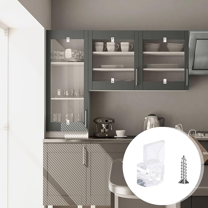 20 Set Mirror Hangers for Wall Mounting - Holders, Brackets, Hanging Clips - Clear Plastic Glass Crystal Hardware Frameless Kit