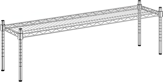 12" x 48" x 14" Chrome Wire Storage Shelf, Dunnage Rack, Commercial 1 Tier Small Shelf