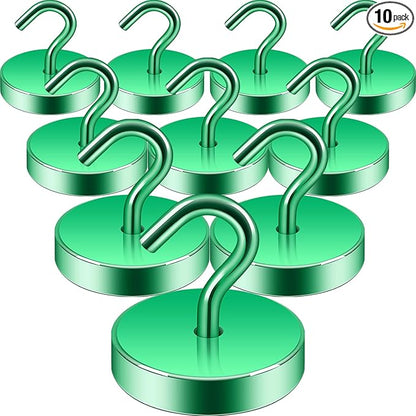Neosmuk Magnetic Hooks, Cruise Ship Essentials, 100lb+ Heavy Duty Magnetic Hooks for Cruise Cabins, Refrigerator, Grill, Hanging, and Travel | Extra Strong Must-Haves Magnet Hook,Green