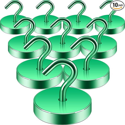 Neosmuk Magnetic Hooks, Cruise Ship Essentials, 100lb+ Heavy Duty Magnetic Hooks for Cruise Cabins, Refrigerator, Grill, Hanging, and Travel | Extra Strong Must-Haves Magnet Hook,Green