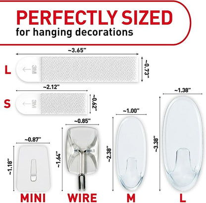 Command Clear Variety Pack, Including 8 Pairs of Picture Hangers, 4 Clear Wire Hooks and 11 Wall Hook for Hanging Home Decor, Damage-Free Hanging Up to 19 Items with Command Strips
