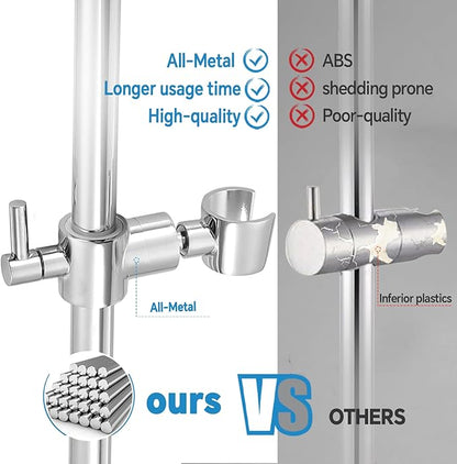 Shower Slide Bar Adjustable Handheld Shower Head Holder Wall Mount - 30inch All-Metal Shower Head Slide Bar Compatible with Bathroom Drill Free Glue Installation - Polished Chrome