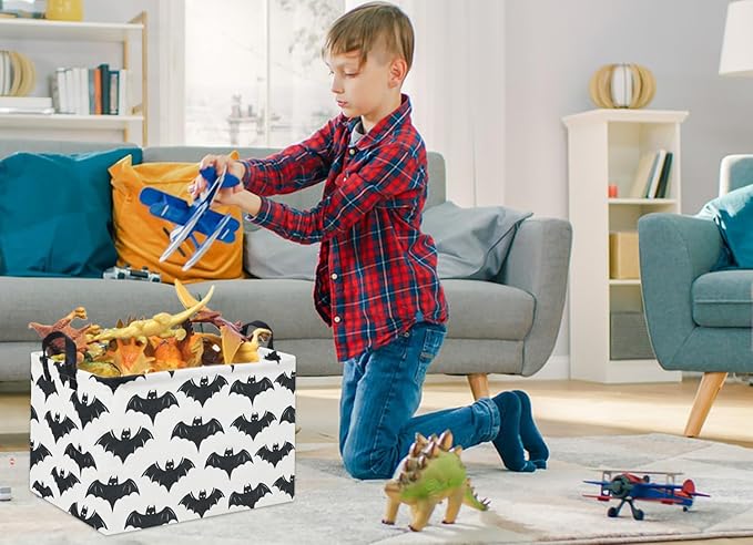 Batman Baskets for Kids Gift Basket Empty for Boys and Girls Rectangular Toy Storage Bins Organizer Bin Box Cute Bat Room Decor for Home(Black Bats)