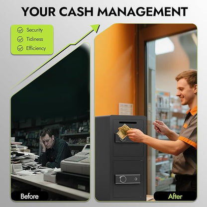 Safe with Drop Slot, 7.0 Cu Ft Drop Safe for Business Biometric Cash Safes with Removable Shelves & Fireproof Bag Commercial Safes for Restaurants, Supermarkets, Retail Stores