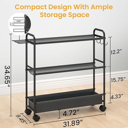 Basketball Rack 3-Shelf Training Stand, Garage Sports Equipment Organizer - Rolling Ball Storage Rack with Wheels, Ball Racks for Basketball, Soccer, Basketball Racks Ball Cart with Hooks.