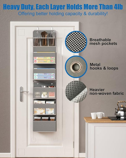 6 Shelf Camper Storage, RV Bathroom Organizer, Grey (Over Door Organizer, Wall Mount Back of Door Hanging Organizers for Toy Diaper Bedroom Closet)