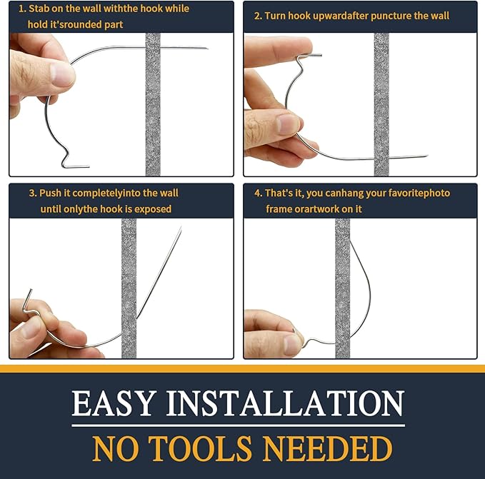 Picture Hanger Super Hook 30PCS,High-Quality Steel Picture Hanger Hercules Hooks,Used for Drywall, Wood Wall, Plaster Wall, can Hang Photos, Art, Clock, Mirror