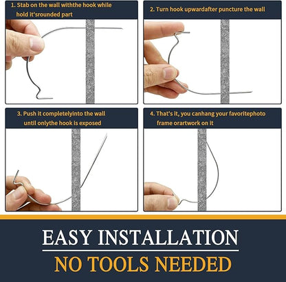 Picture Hanger Super Hook 20PCS, Heavy-Duty Steel Picture Hanger Hercules Hooks, Supports Up to 100 Pounds, No Tools Required, Leaves Small Hole, Suitable for Drywall, Wood Wall, Plaster Wall