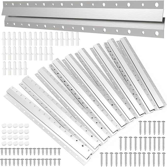 16"-10 Pairs French Cleat Hanger,Z-Hanger Picture Hanging Kit,Wall Mounting Brackets Cleat Picture Hanger Kit Z Bar Clips for Hanger Supports 60 lbs,Z Bar Hanger for Pictures,Mirrors,and Art