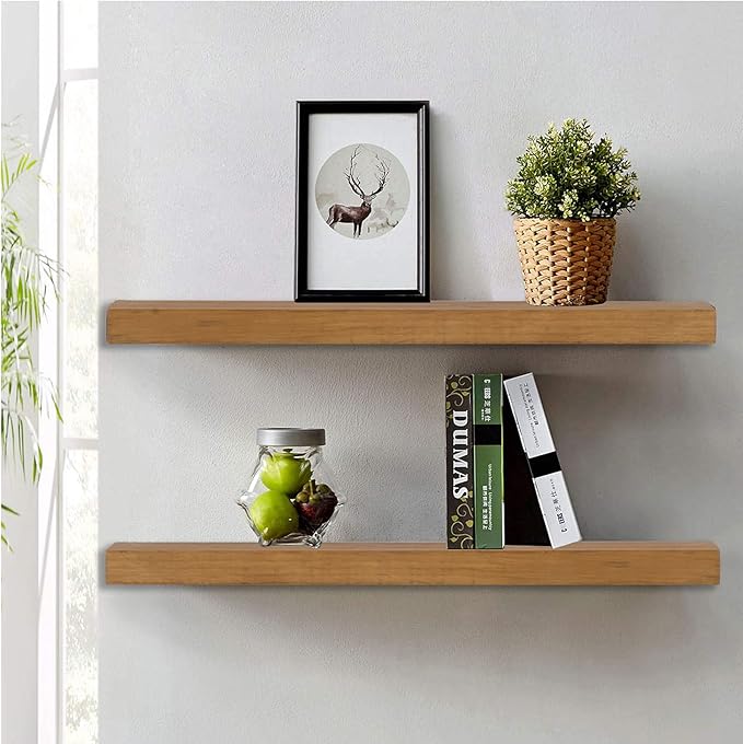 Luomorgo 4 Pcs 5 Inch Floating Shelf Bracket Blind Shelf Bracket Hidden Brackets for Floating Wood Shelves - Screws and Wall Plugs Included