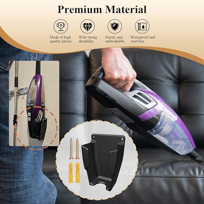 2 Pcs Wall Mount Vacuum Holder W/Screws, Fits Bissell Pet Hair Eraser Handheld Vacuum Models 2390, 2390A, 2284, 2284W, 23903 & Auto-Mate Charging Dock, Easily to The Wall, Save Space & Reduce Clutter