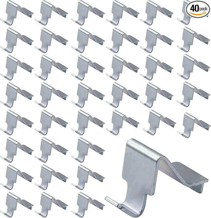 Metal Shelf Clips 40 Pcs, Silver Pilaster Shelf Brackets for Standard Pilasters, Universal Shelf Support Bracket for Metal or Wood Cabinets, Bookcases