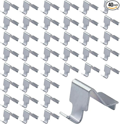 Metal Shelf Clips 40 Pcs, Silver Pilaster Shelf Brackets for Standard Pilasters, Universal Shelf Support Bracket for Metal or Wood Cabinets, Bookcases