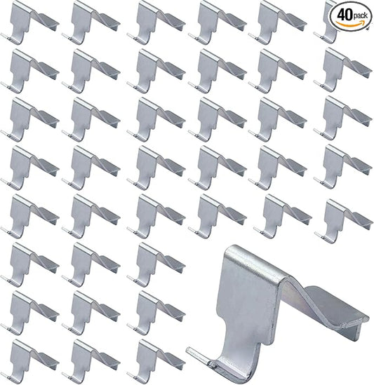 Metal Shelf Clips 40 Pcs, Silver Pilaster Shelf Brackets for Standard Pilasters, Universal Shelf Support Bracket for Metal or Wood Cabinets, Bookcases