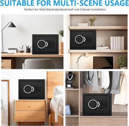1.3 Cub Small Safes for Home Use Fire and Water Proof, Anti-Theft Digital Security Safe Box With Combination Lock, Smart Alarm System & Removable Shelf, Anti-Theft Fireproof Safe for Cash Documents