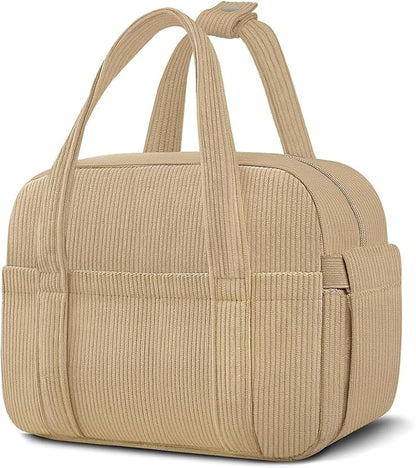 Corduroy Lunch Box Lunch Bag for Women Men, Cute Strawberry Small Insulated Reusable Work Leakproof Simple Lunch Boxes Tote Bag Adults Cooler Bag