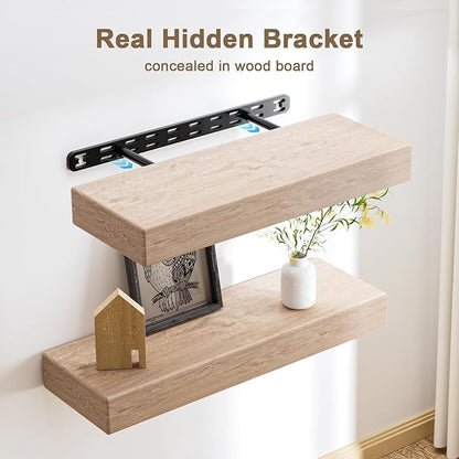 2pcs Floating Shelf Bracket Heavy Duty,Decorative Floating Shelf Hardware Hidden Black Metal Fireplace Mantel Brackets (28"X6"X1.0" with Tools)