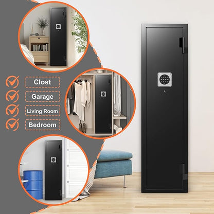 Marcree 2-3 Small Gun Safe for Rilfe and Shotgun, Digital Gun Cabinet for Home, Rifle Gun Safe with Removable Shelf, 180° Quick Access Gun Locker with Alarm & Mute System, 51.96" H