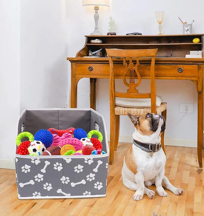 Geyecete Big Dog Toys Storage Bins Canvas Foldable Fabric Trapezoid with metal handles pet Baskets,Storage Bin Large toy box Organizer-BonePaw
